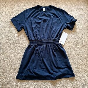 New Lululemon smocked waist Navy Blue T-Shirt Dress